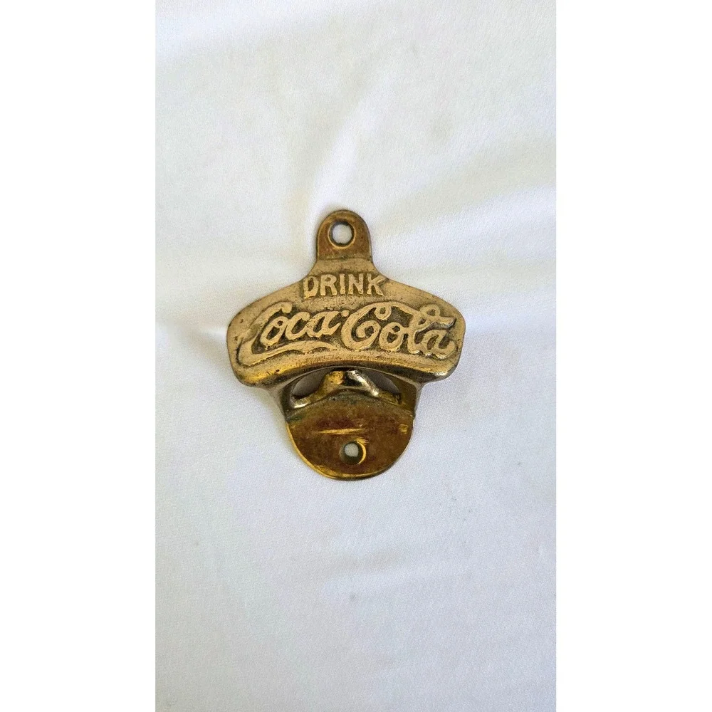 Vintage Coca-Cola Wall Mount Bottle Opener Brass Soda Advertising